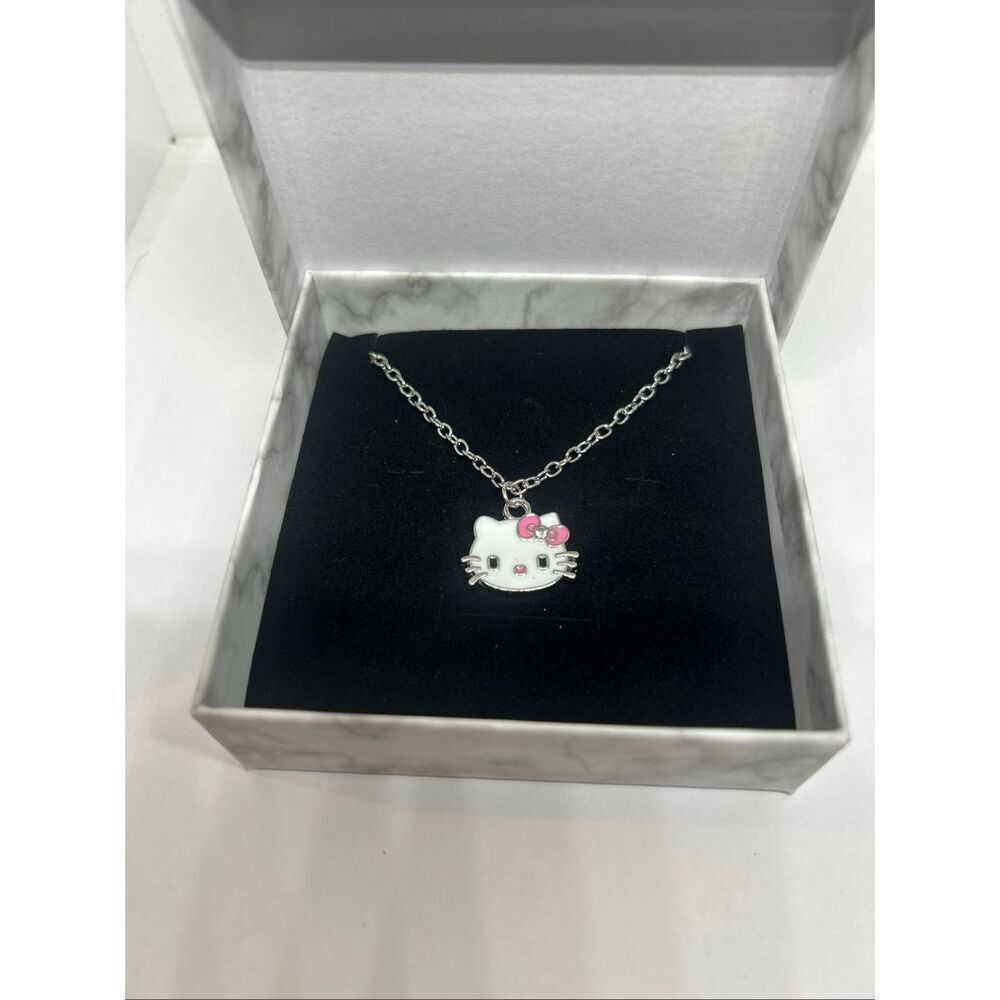 🎀 Hello Kitty Necklace | BRAND NEW | Silver-Tone Chain | Pink Bow Charm 🎀